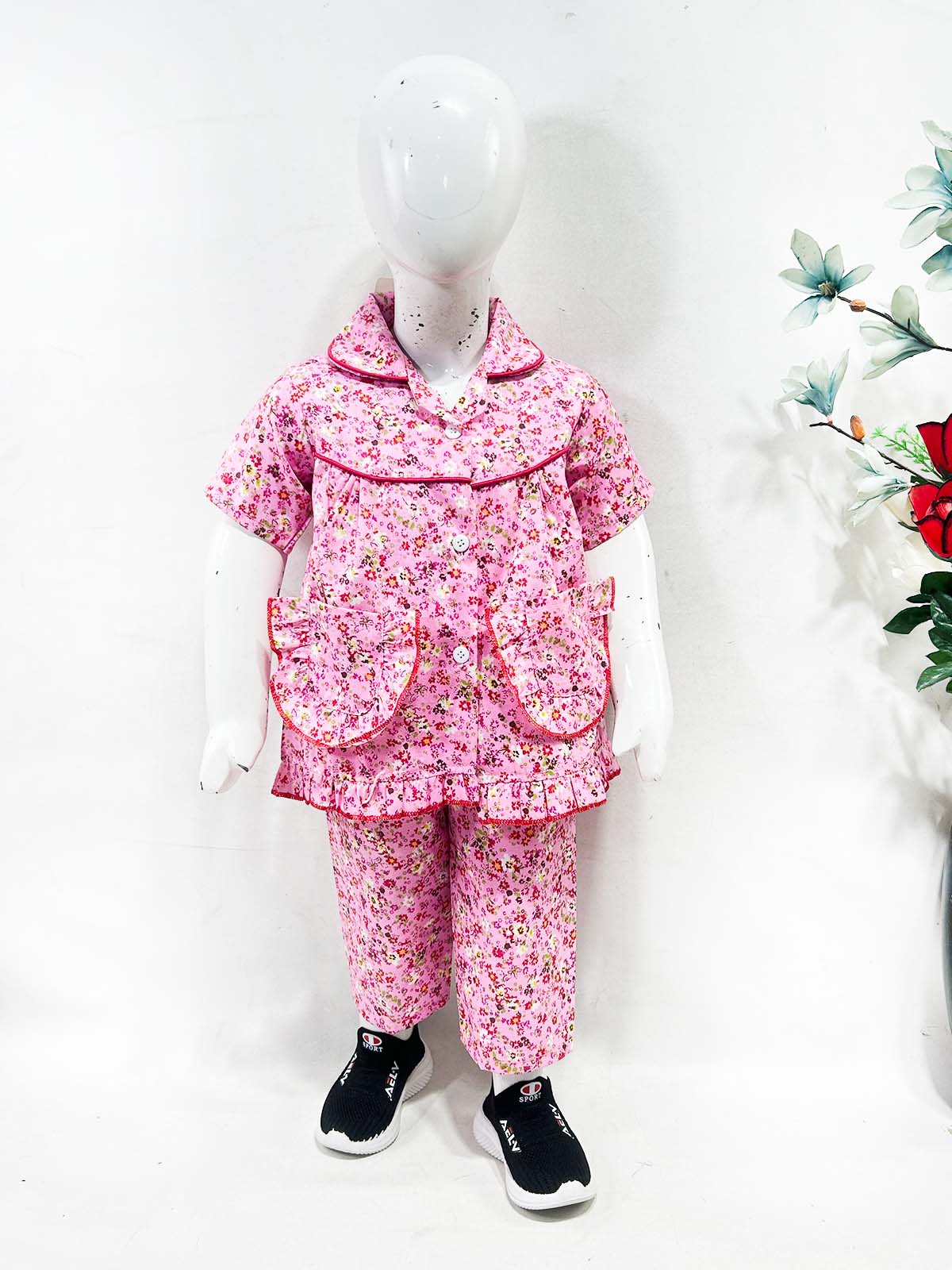 1Yrs - 5Yrs Pink Cotton Night Suit For Girls NG GNS28