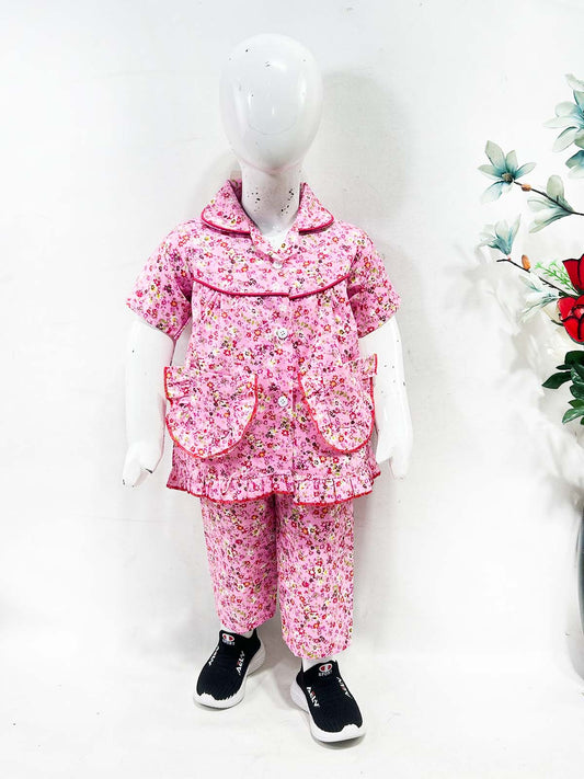 1Yrs - 5Yrs Pink Cotton Night Suit For Girls NG GNS28