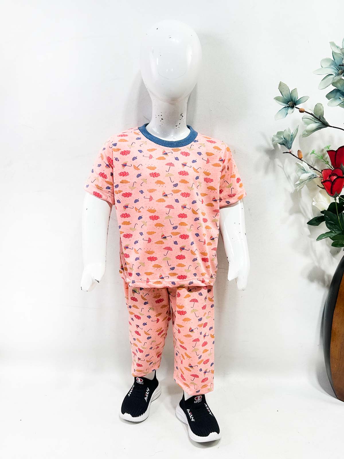 1Yrs - 5Yrs Peach Jersey Night Suit For Kids NG BNS39