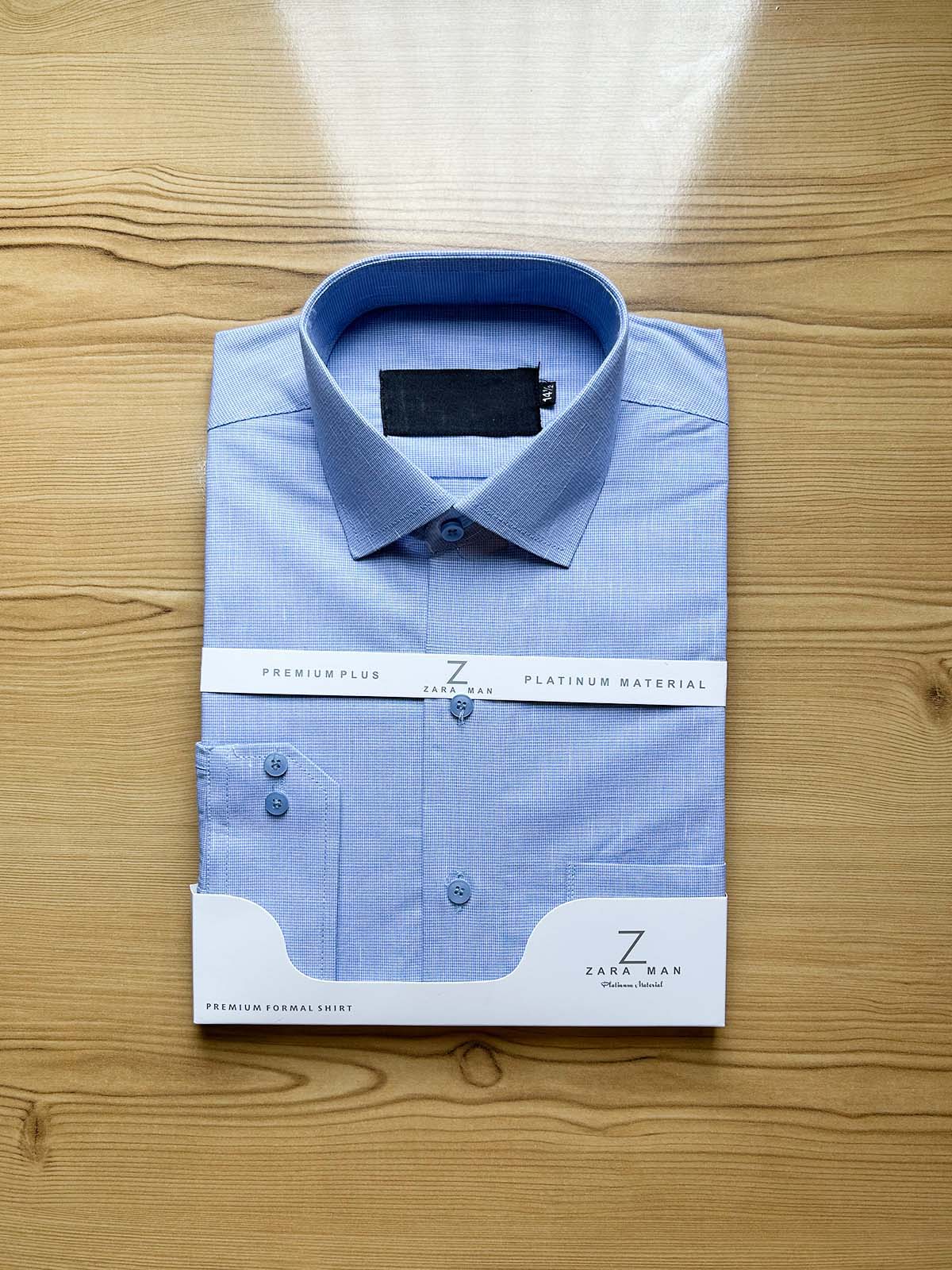 Blue Micro Checks Formal Dress Shirt For Men MFS433