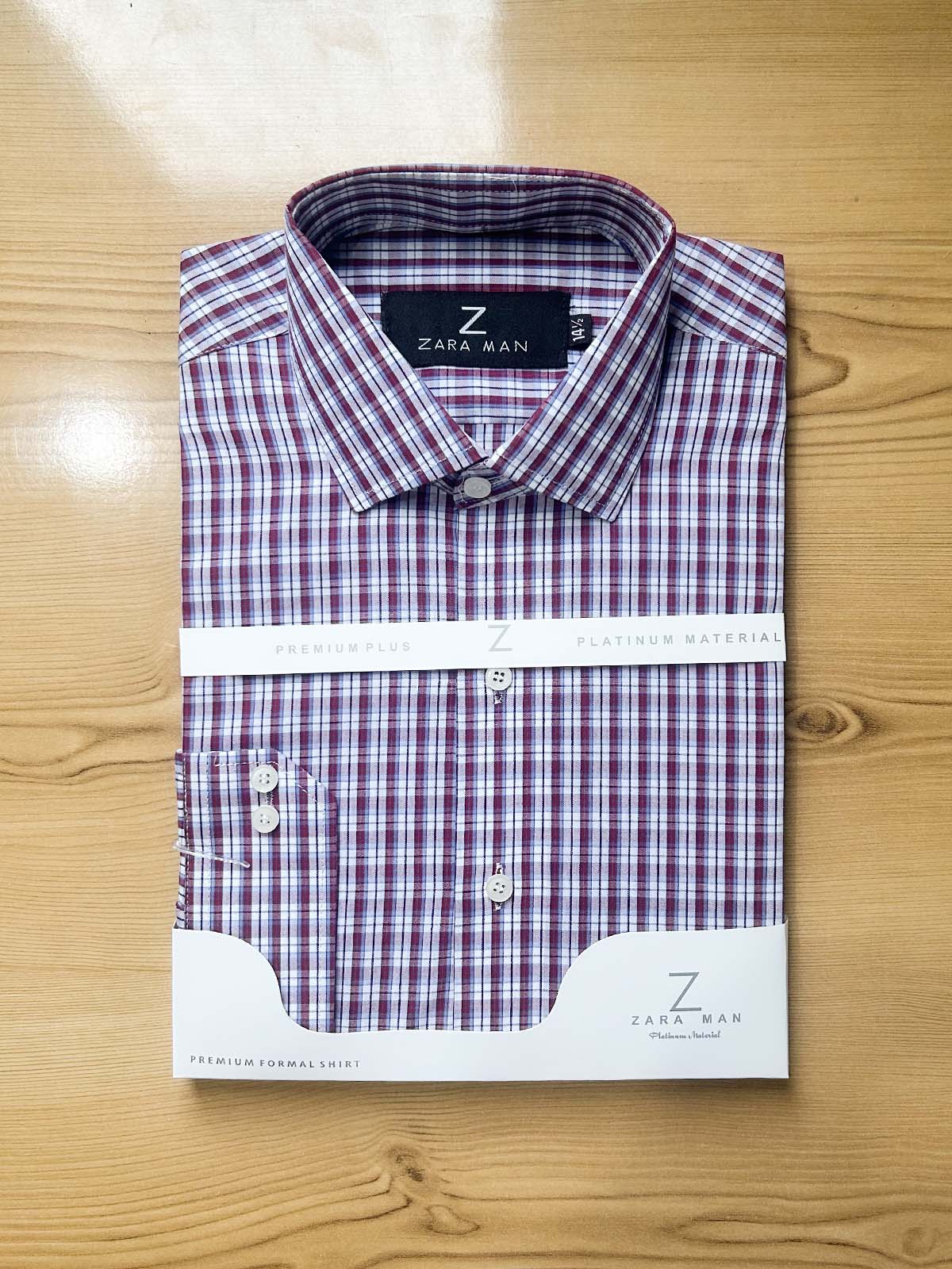MFS605 W Red Checks Formal Dress Shirt For Men