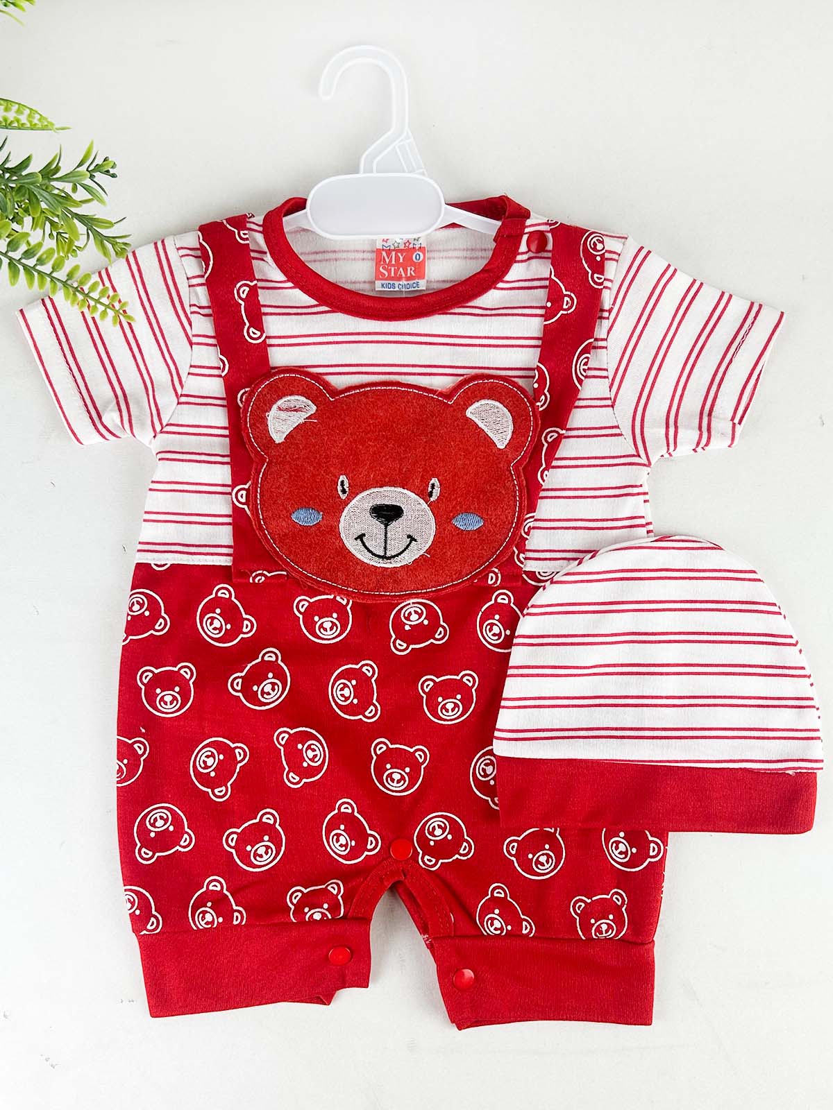 0Mth - 3Mth Red Romper with Cap For Newborn HG NBR130