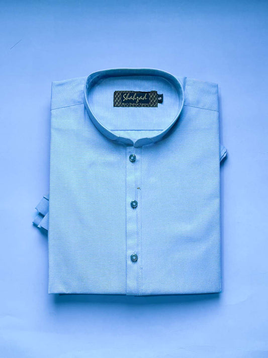 973-2 Light Blue Stitched Kurta Pajama Suit For Men MSK433