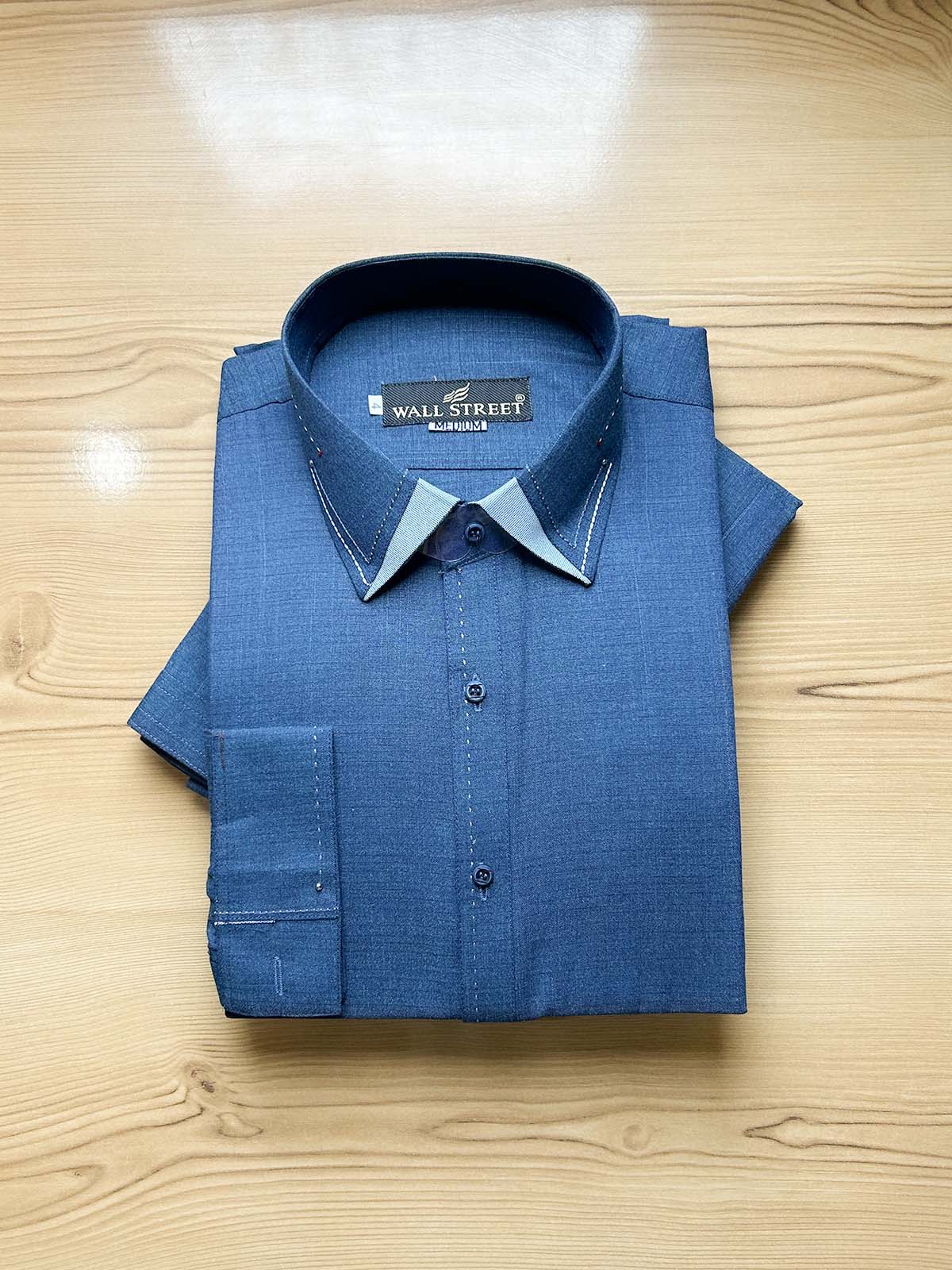 983-2 MSK484 Blue Stitched Suit Shirt Collar Kameez Shalwar For Men