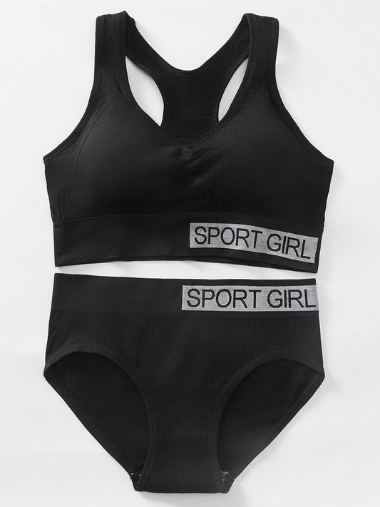 Seamless Black Padded Bra Panty Lingerie Set for Girls and Women LB54