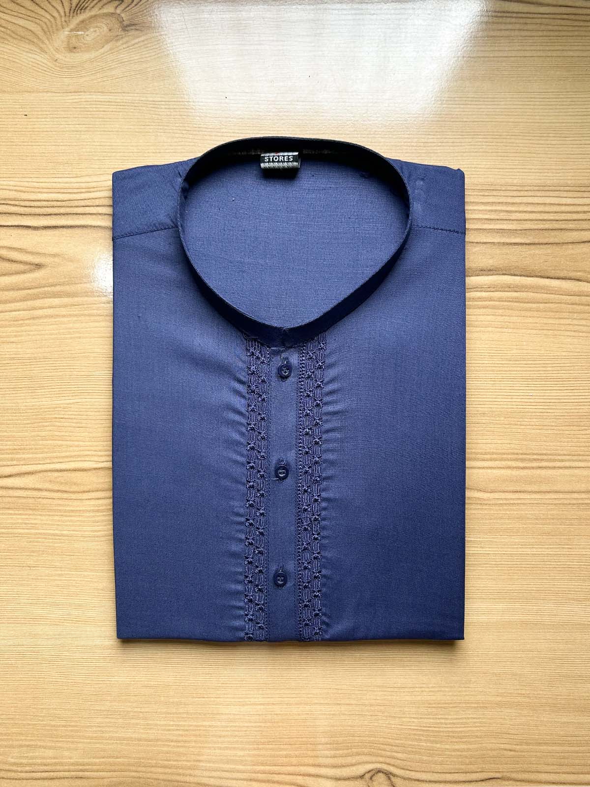 Dark Blue Embroidery Kurta for Men MK19