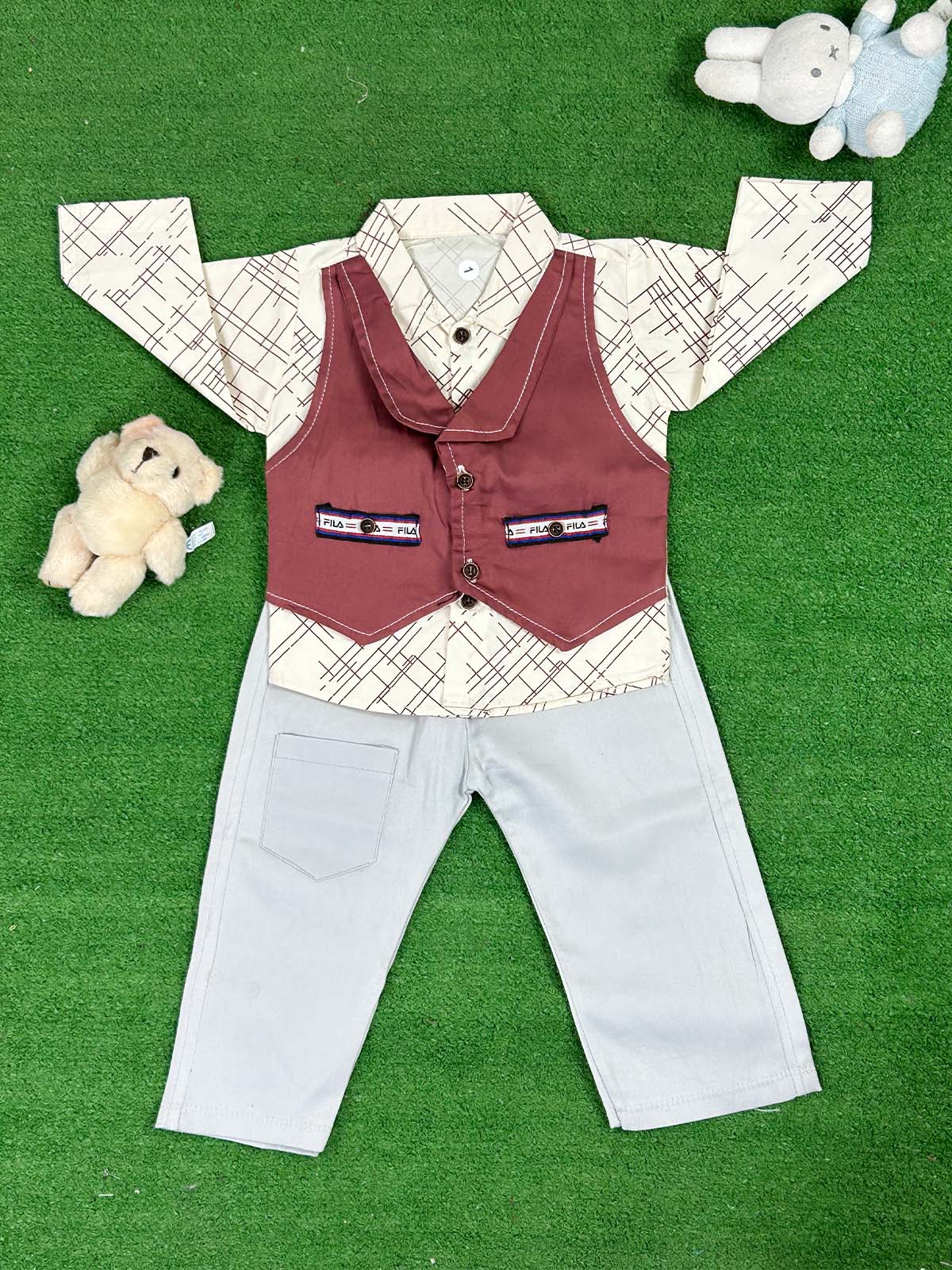 3Mth - 9Mth Maroon Baba Suit For Newborns NBS635