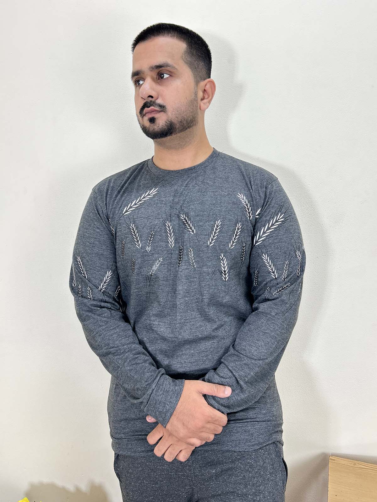 Grey Full Sleeve T-Shirt For Men MTS397