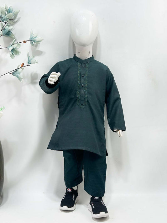2Yrs - 8Yrs Teal Kameez Shalwar Suit For Boy AM BKS208