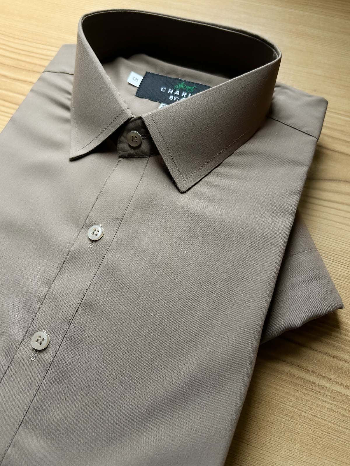 042-2 MSK528 Fawn Stitched Suit Shirt Collar Kameez Shalwar For Men