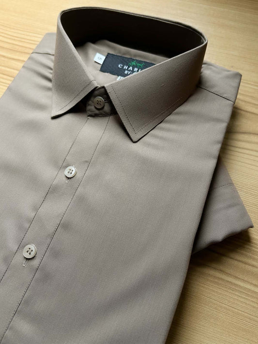 042-2 MSK528 Fawn Stitched Suit Shirt Collar Kameez Shalwar For Men
