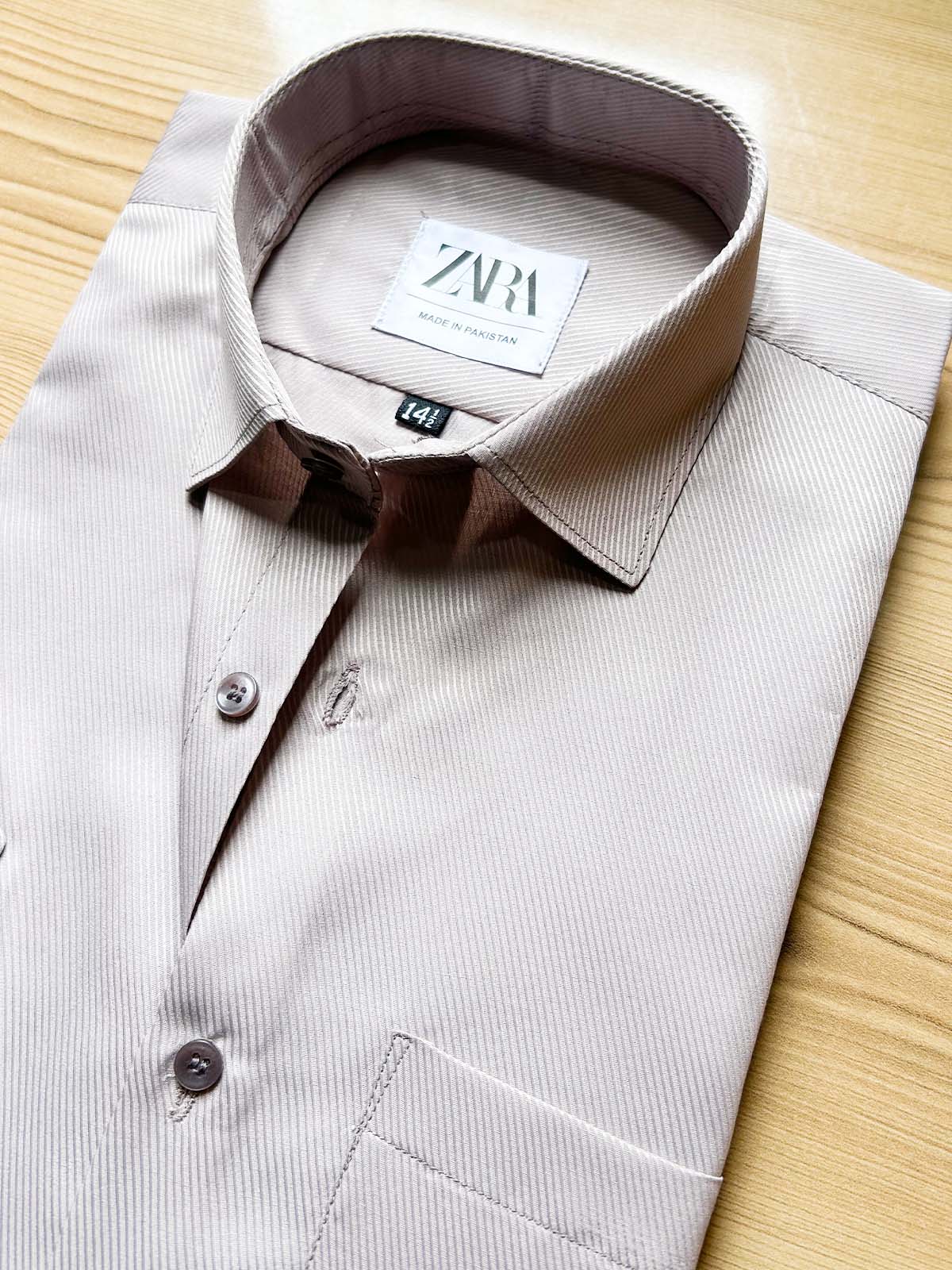 Peach Self Textured Formal Dress Shirt For Men MFS570