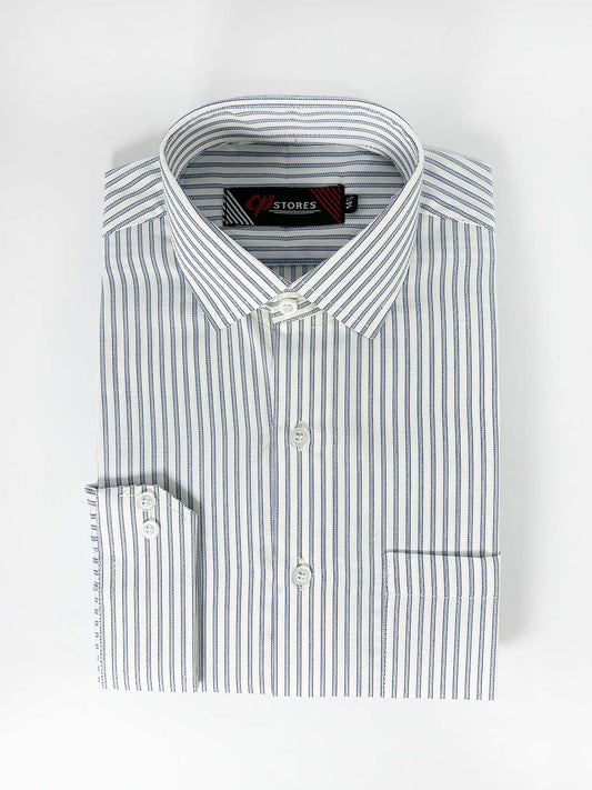 Blue Stripes Formal Dress Shirt For Men MFS404