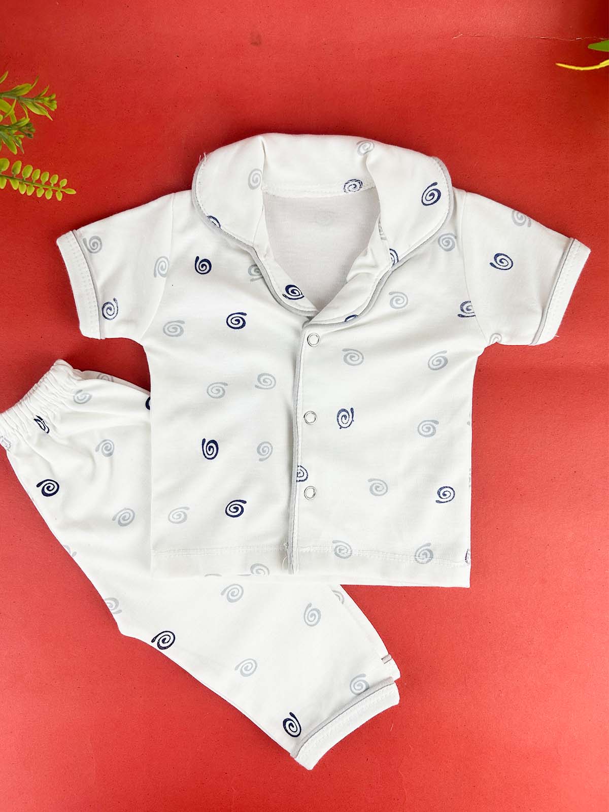 3Mth - 9Mth White Night Suit For Newborn NBS785
