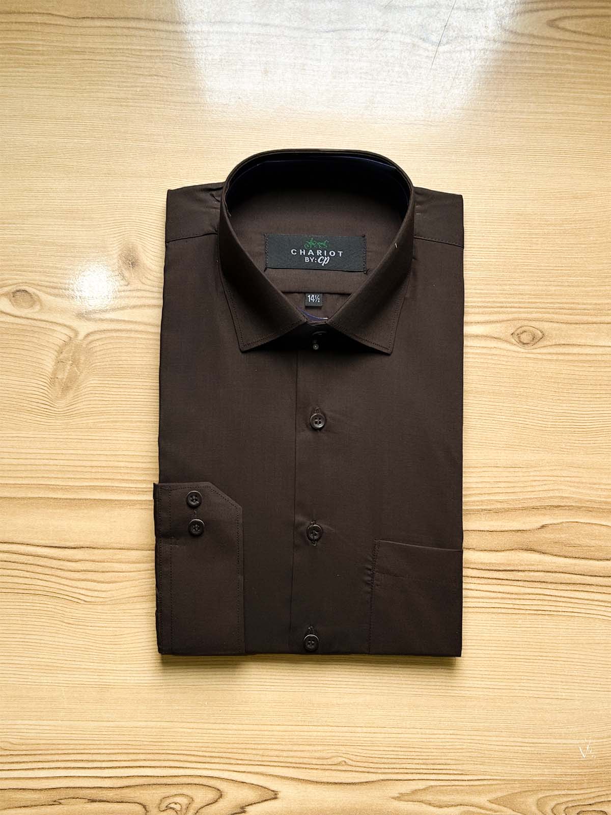 Dark Brown Plain Formal Dress Shirt For Men MFS476