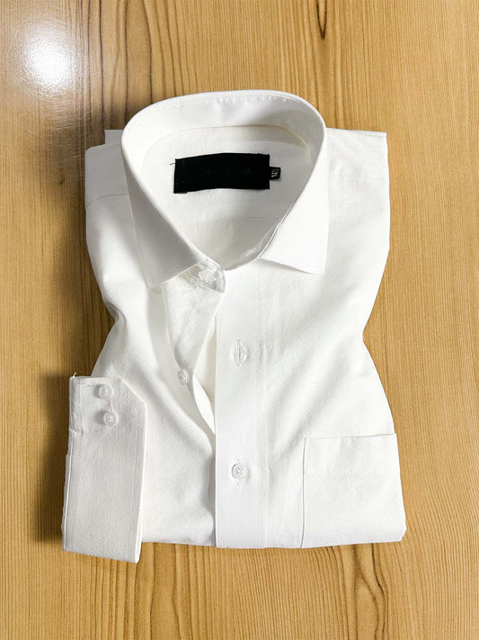 OFF White Plain Formal Dress Shirt For Men MFS416
