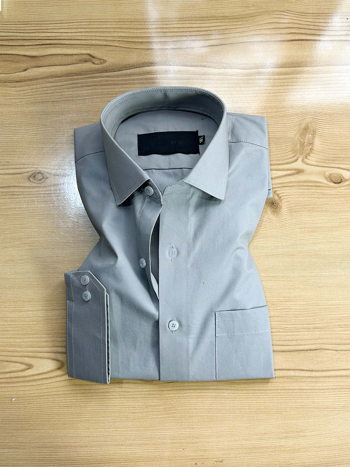 Grey Plain Formal Dress Shirt For Men MFS420