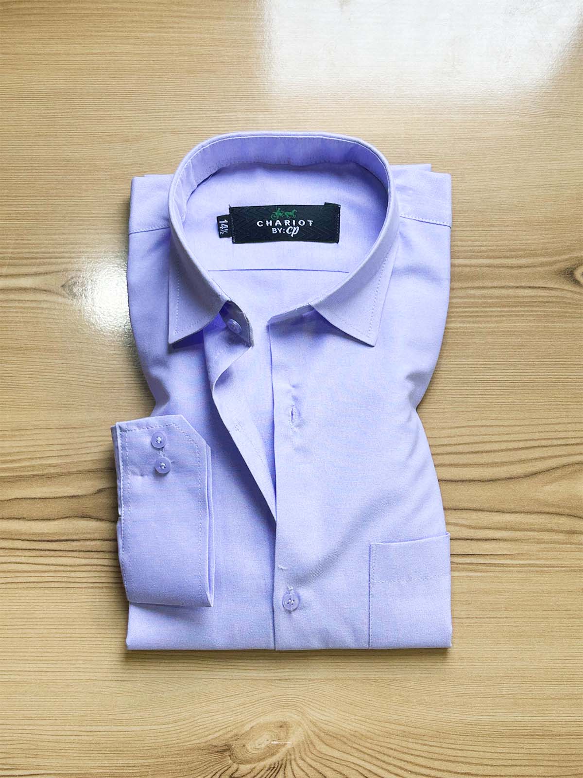 Light Purple Chambray Formal Dress Shirt For Men MFS425