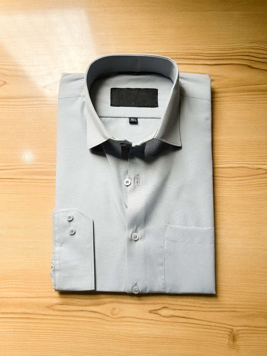 Light Grey Self Formal Dress Shirt For Men MFS562