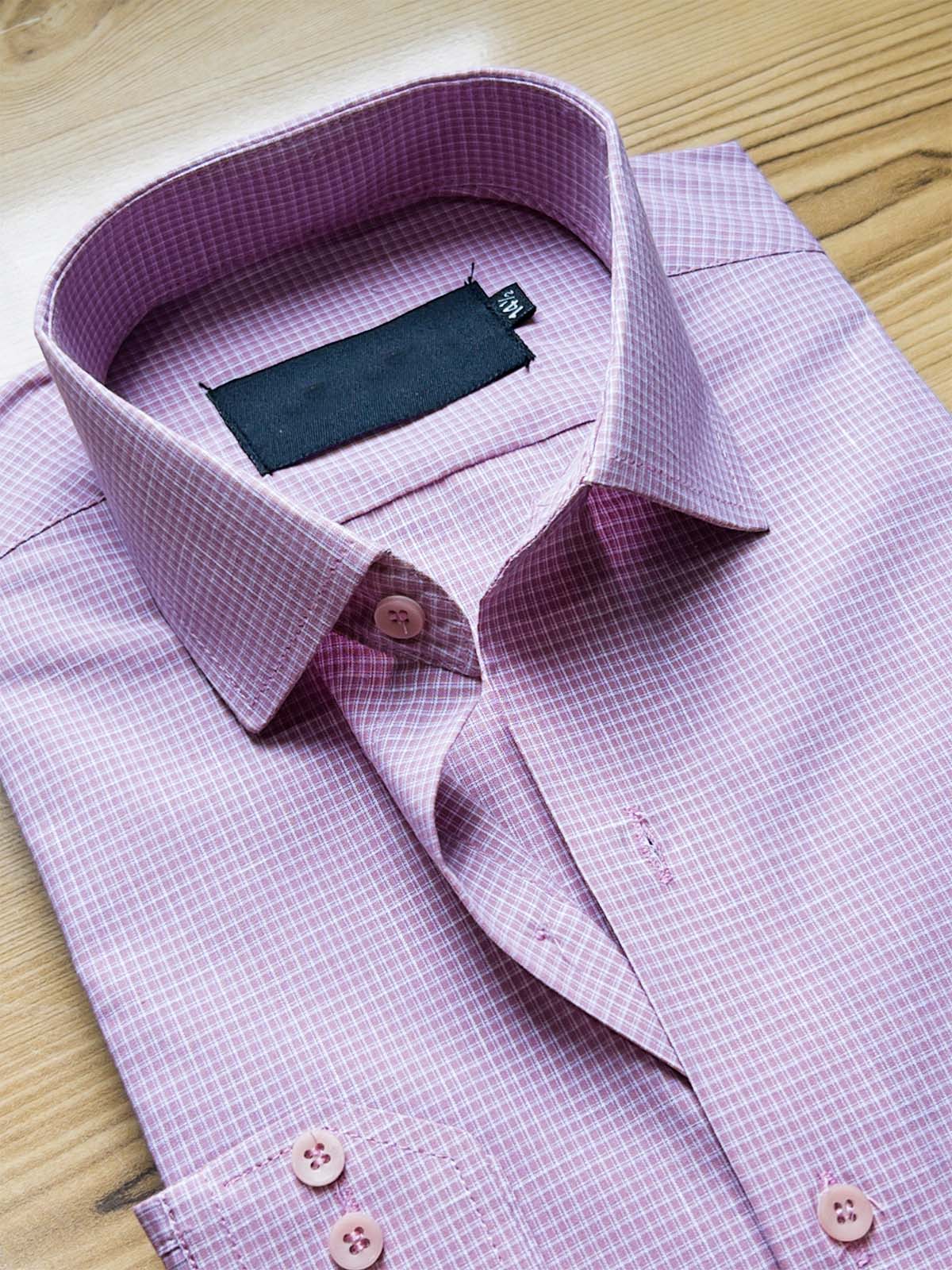 Pink Micro Checks Formal Dress Shirt For Men MFS430