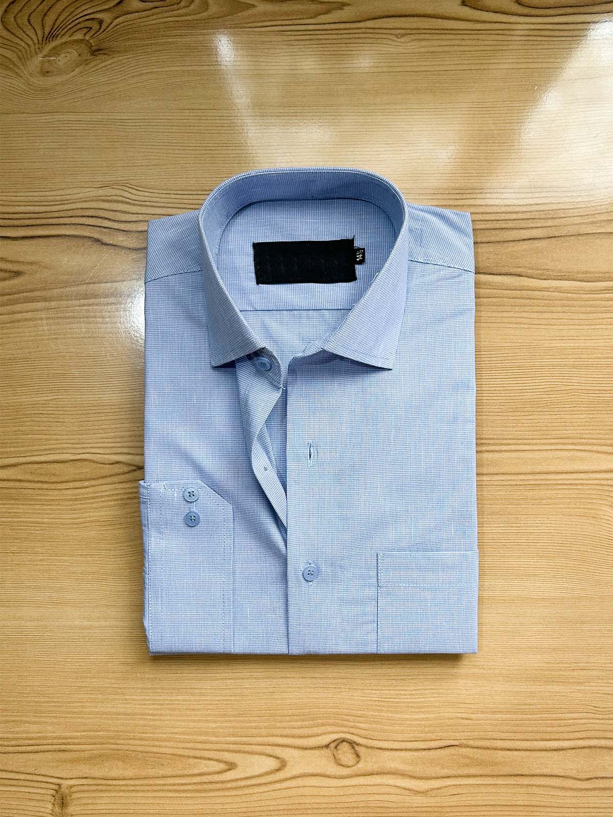 Blue Micro Checks Formal Dress Shirt For Men MFS433