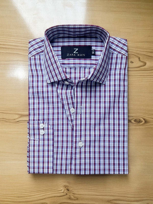 MFS605 W Red Checks Formal Dress Shirt For Men