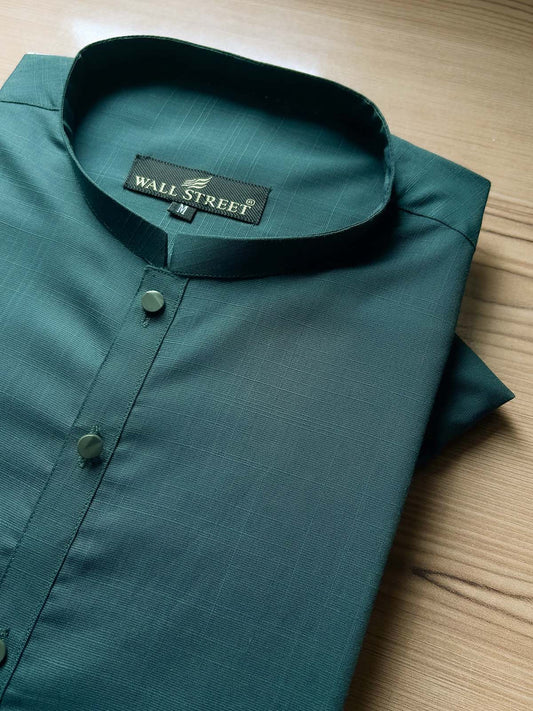 032-3 MSK566 Green Stitched Suit Sherwani Collar Kurta Pajama For Men