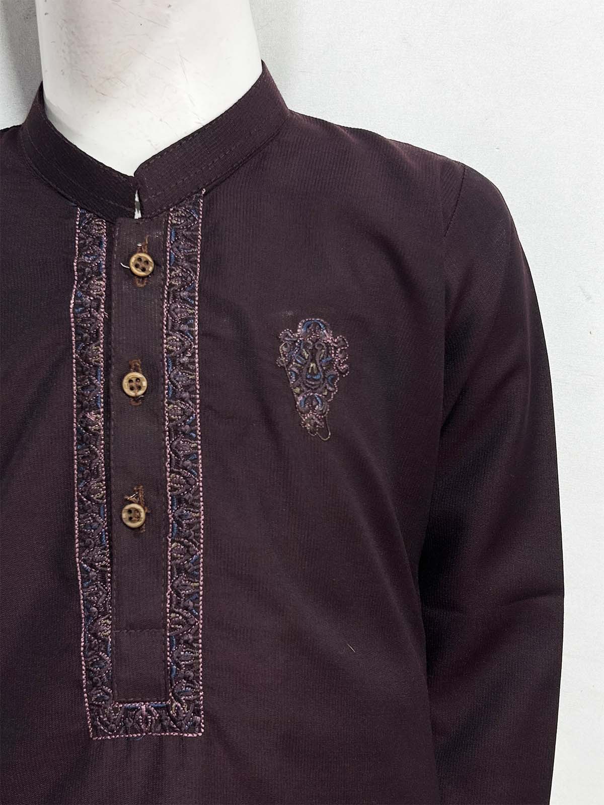5Yrs - 14Yrs Burgundy Kameez Shalwar Suit For Boy AM BKS204