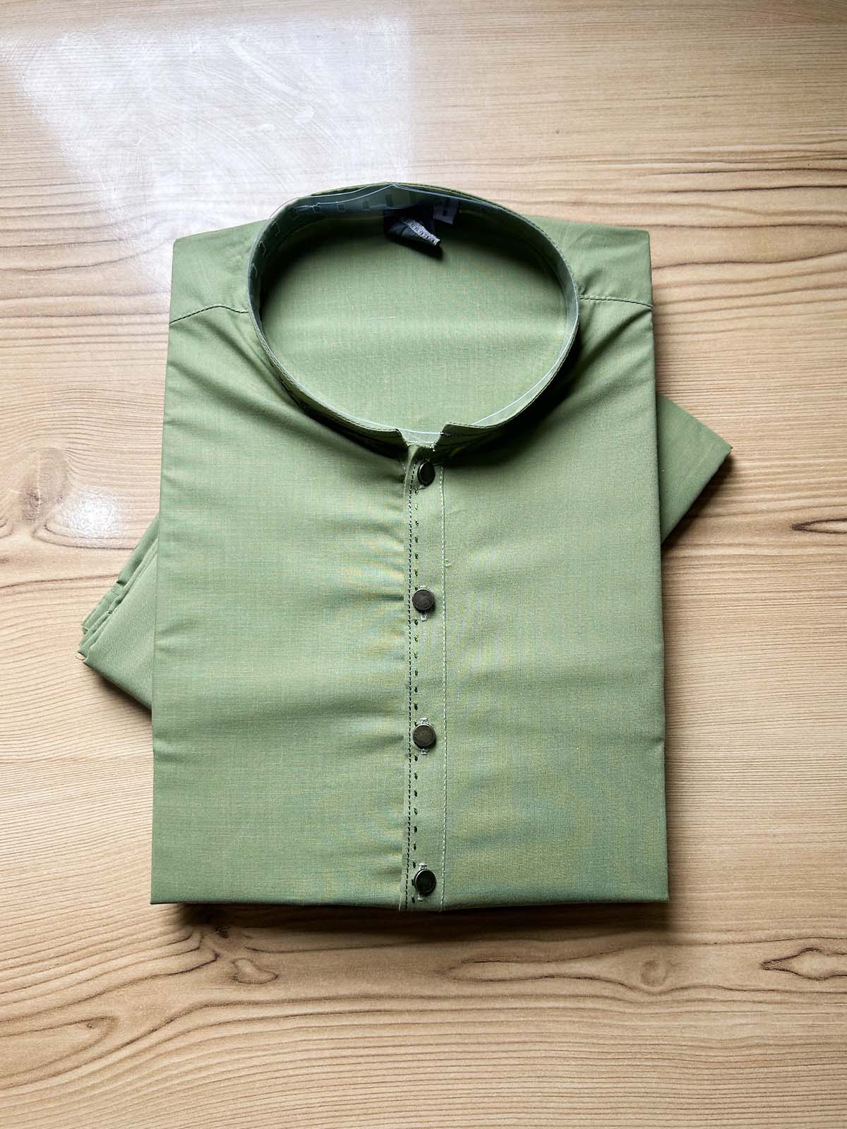 970-5 MSK497 Green Stitched Suit Sherwani Collar Kurta Pajama For Men