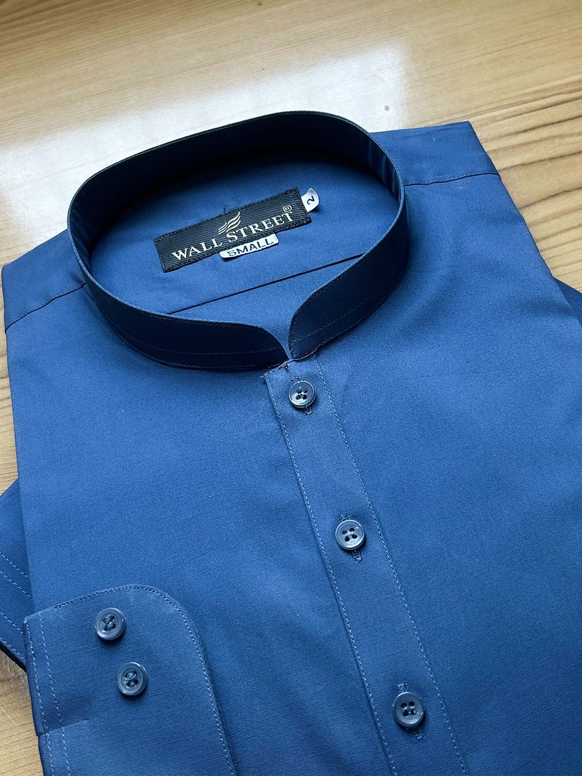 955A-7 MSK475 Blue 100% Cotton Stitched Suit Sherwani Collar Kameez Shalwar For Men