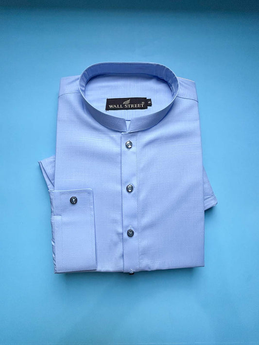 P923-8 Sky Blue Stitched Suit Sherwani Collar Kurta Pajama For Men MSK382