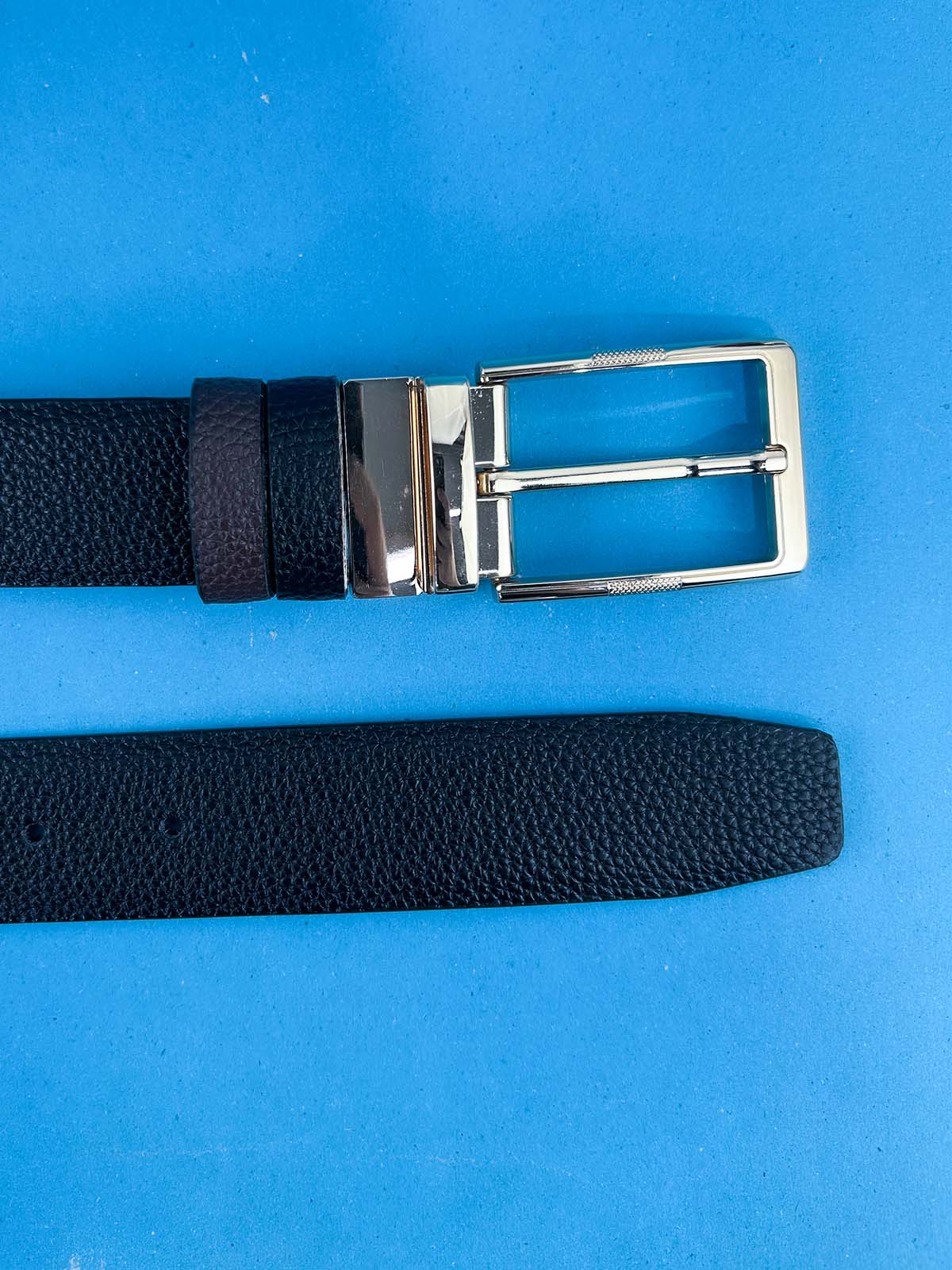 2 in 1 Black and Brown Faux Leather Belt For Men MB93