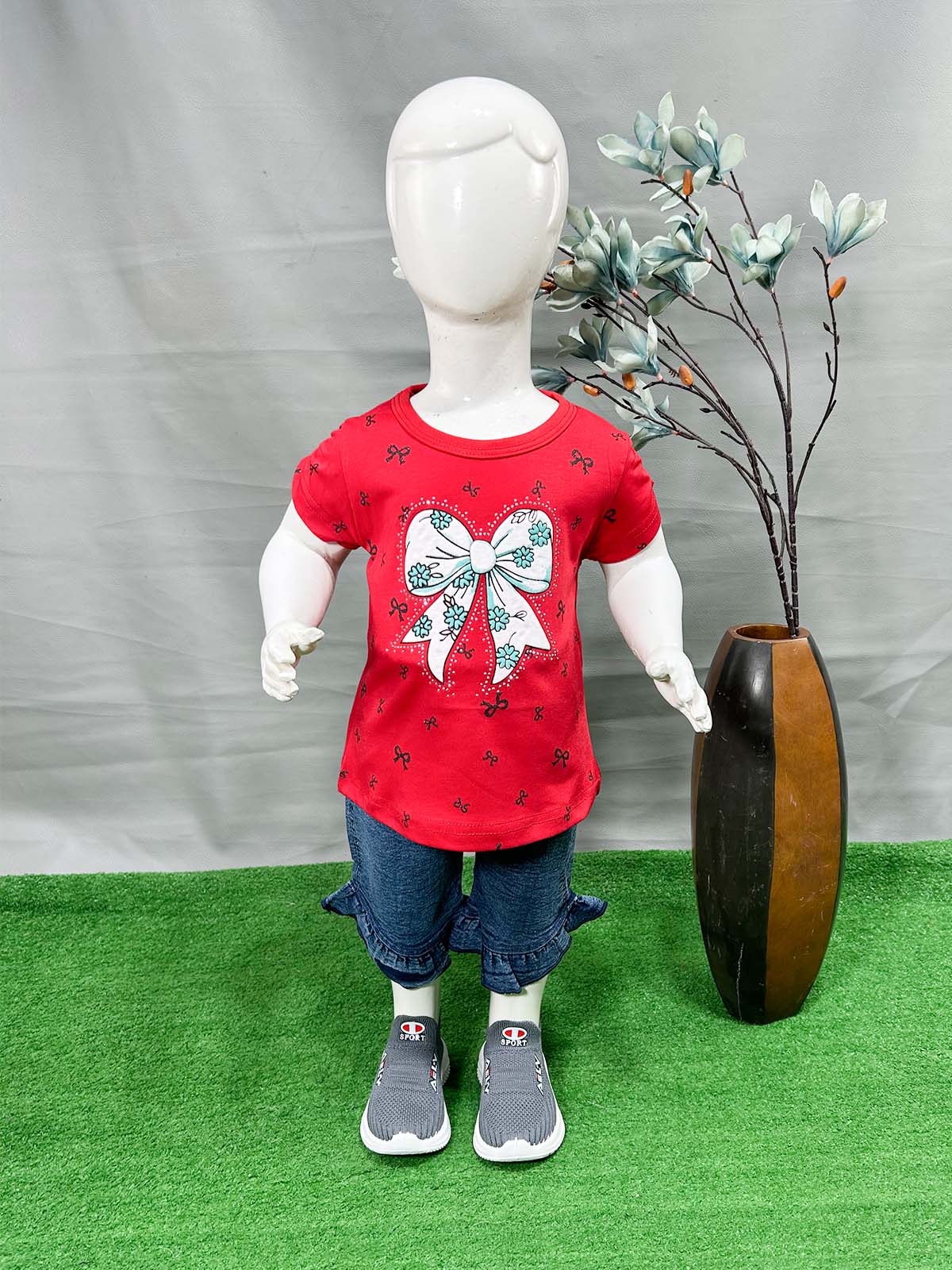 1Yr - 4Yrs Bow Red Suit For Girls SK GS398