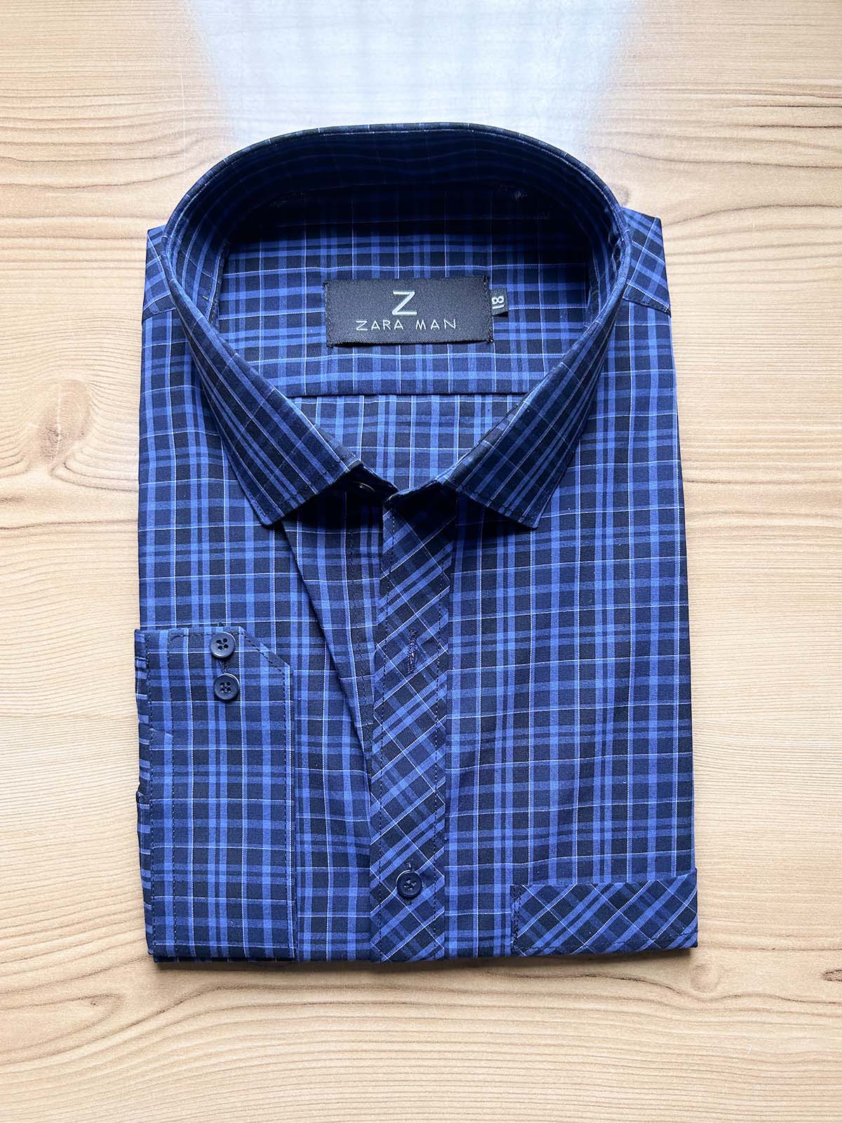 Dark Blue Checks Formal Dress Shirt For Men MFS541