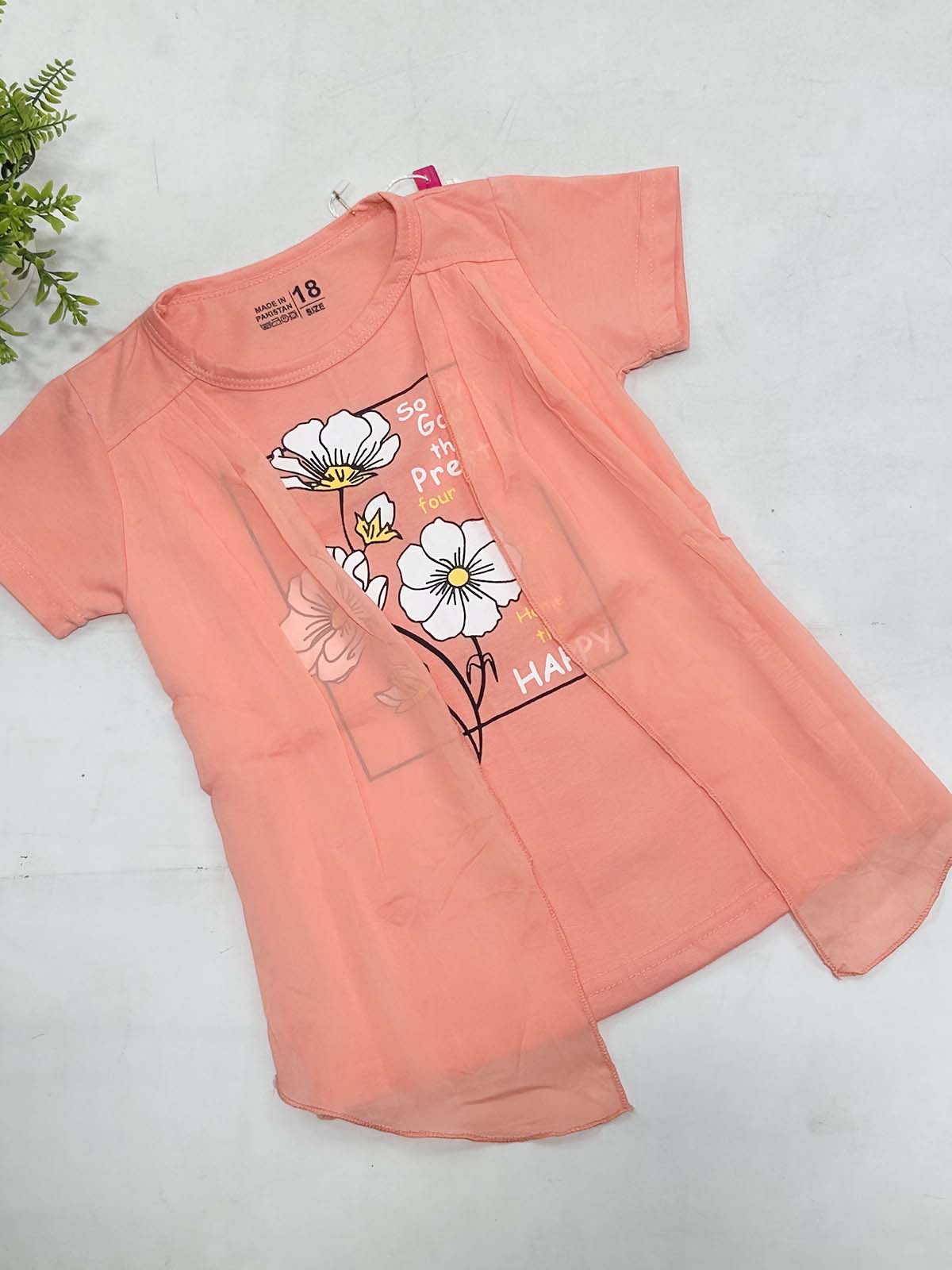 2Yrs - 7Ys Floral Orange T-Shirt For Girls SK GTS102