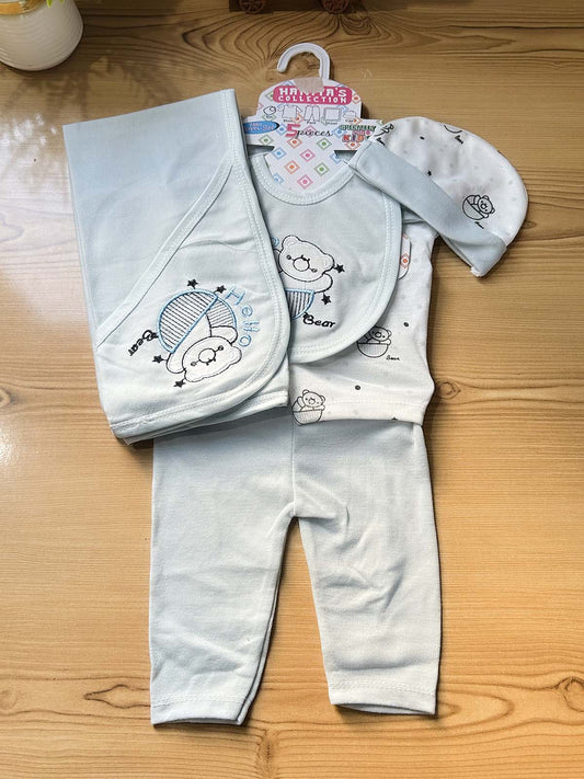 0Mth - 3Mth Sky Blue 5Pcs Gift Set For Newborn HG NBGS353