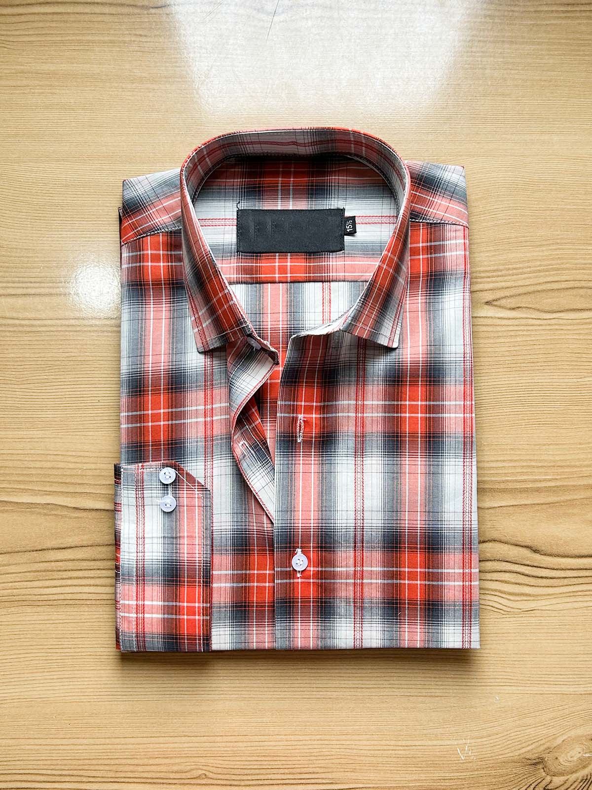 Orange Checks Formal Dress Shirt For Men MFS444