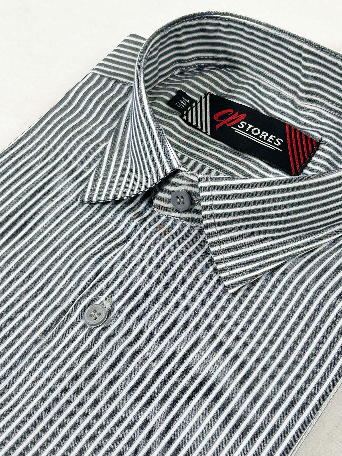 B Grey Lines Formal Dress Shirt For Men MFS399
