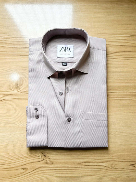 Peach Self Textured Formal Dress Shirt For Men MFS570
