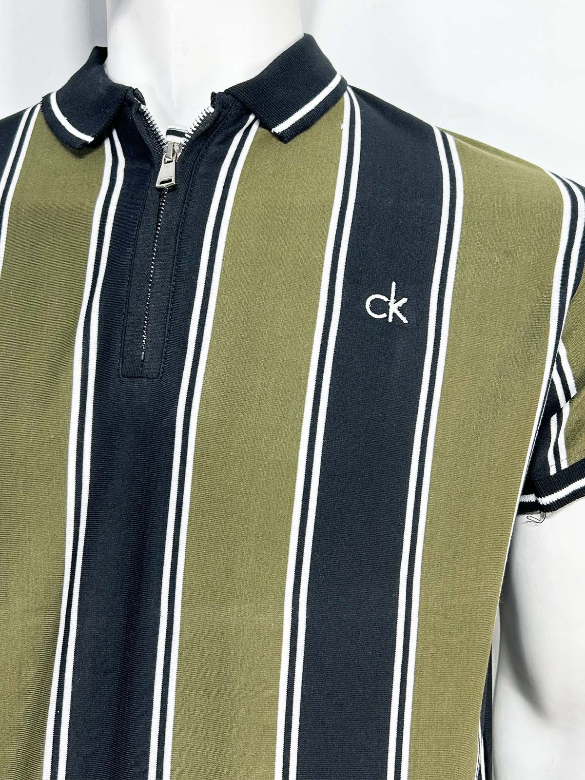 Green Striped Polo T-Shirt For Men MTS458