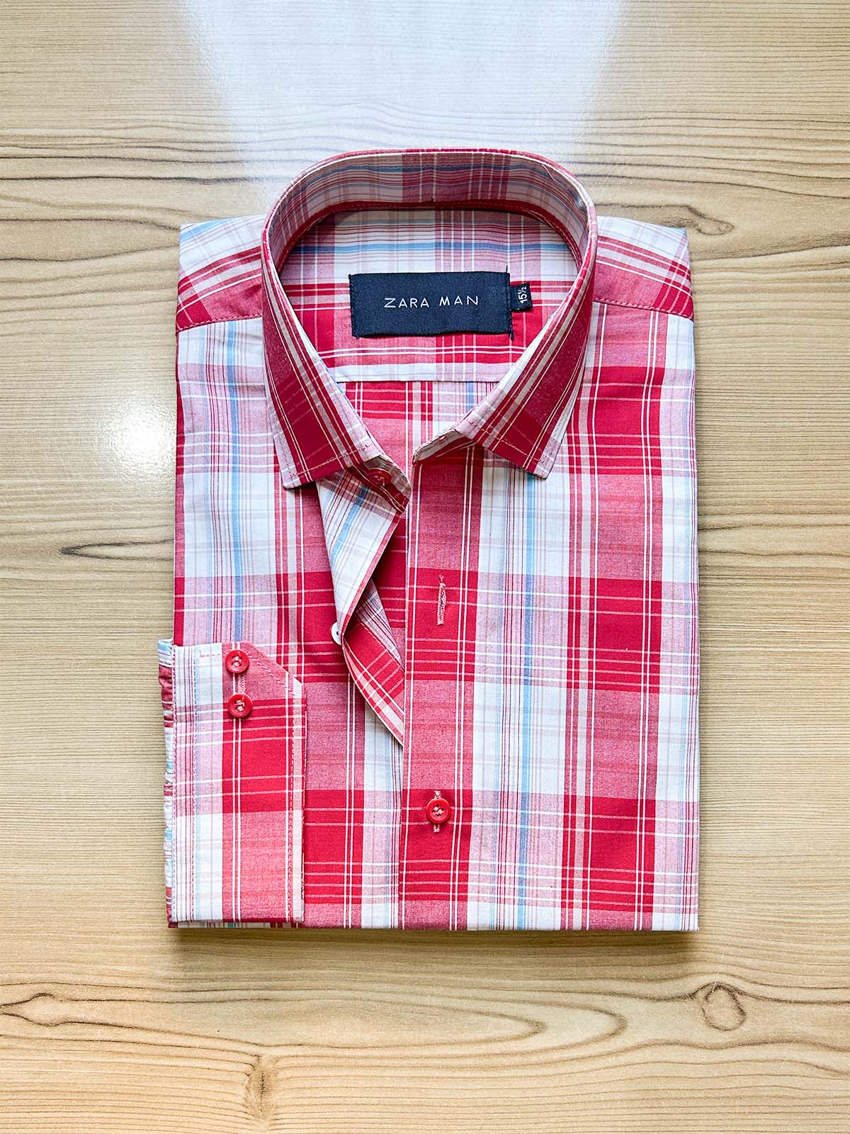 Red Checks Formal Dress Shirt For Men MFS459