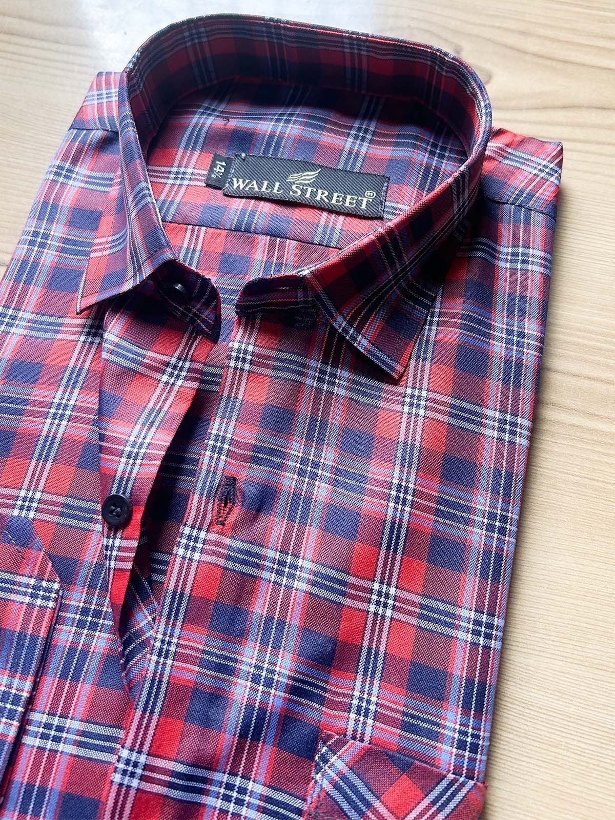 Red Checks Formal Dress Shirt For Men MFS578
