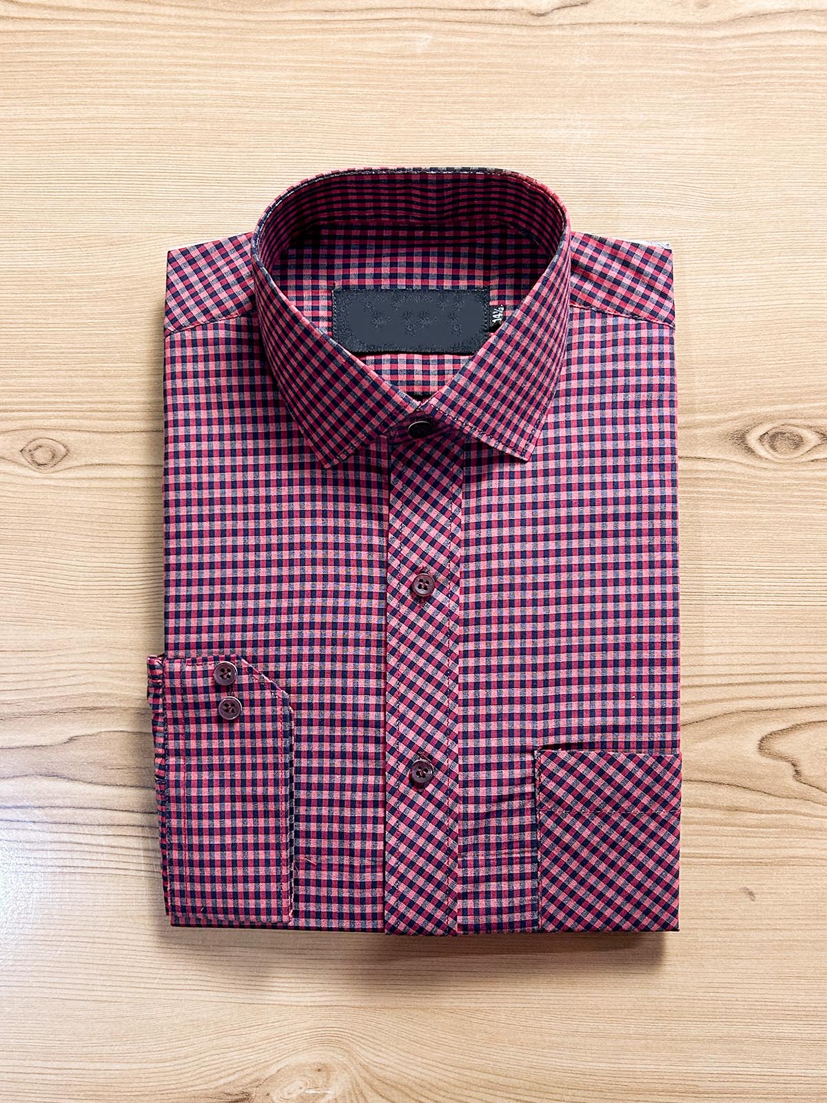 Micro Red Checks Formal Dress Shirt For Men MFS411