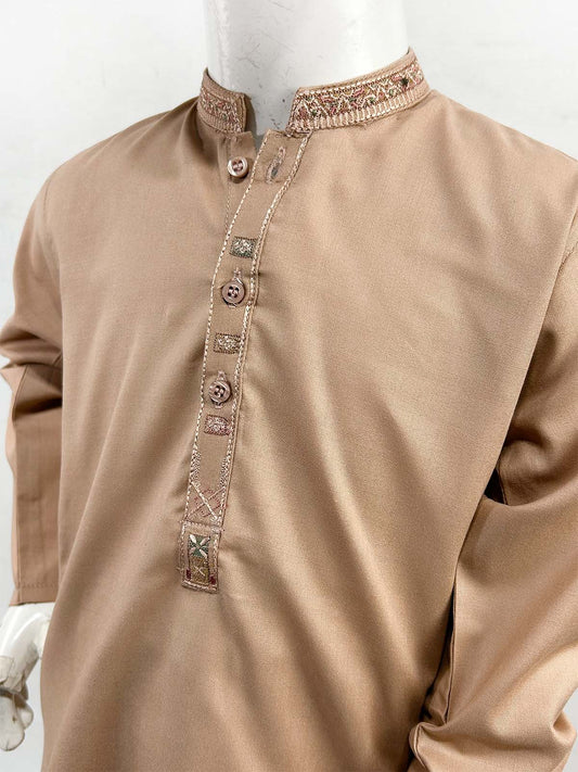 2Yrs - 17Yrs Peach Kameez Shalwar Suit For Boys AM BKS169