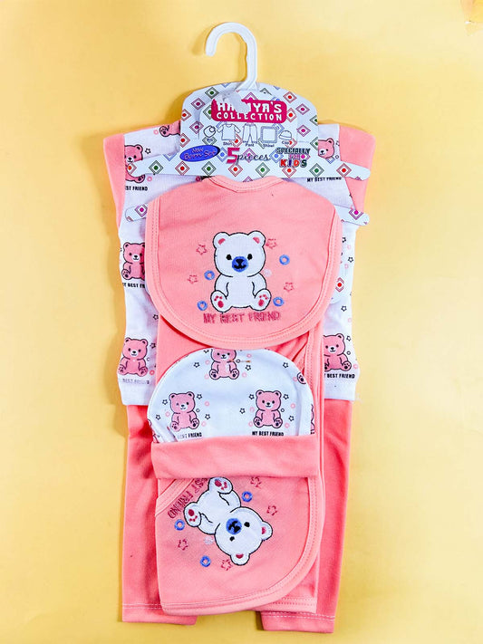 0Mth - 3Mth Peach 5Pcs Gift Set For Newborn HG NBGS309