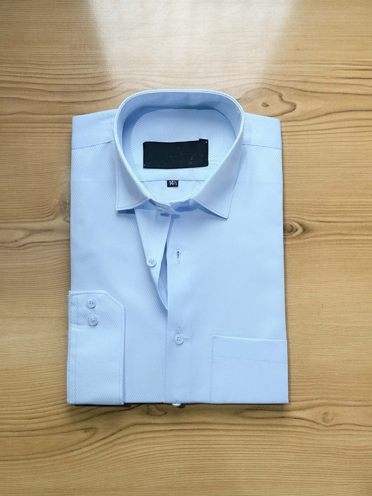 Sky Blue Textured Formal Dress Shirt For Men MFS503