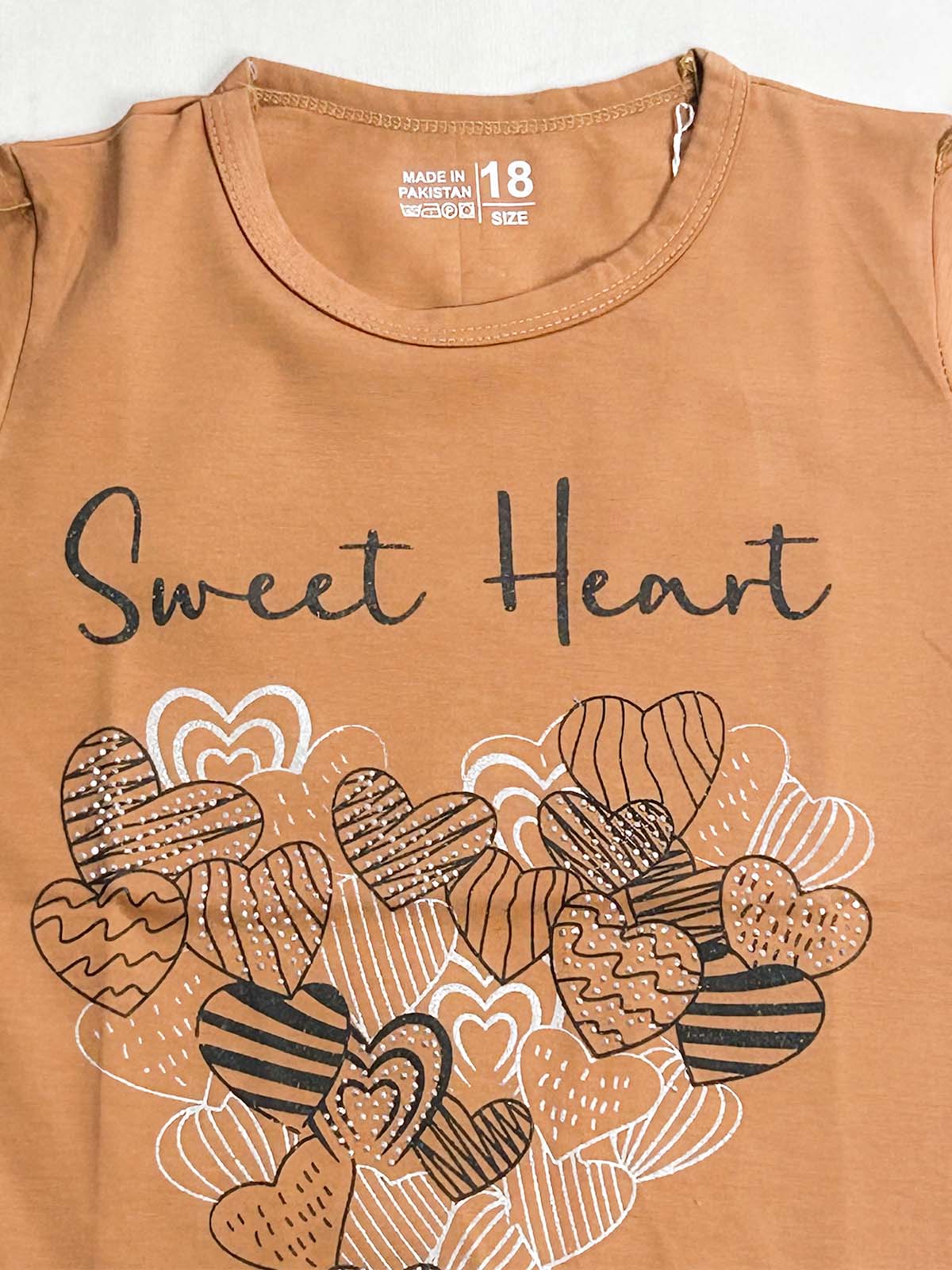 2Yrs - 7Ys Sweet Heart Brown T-Shirt For Girls SK GTS121