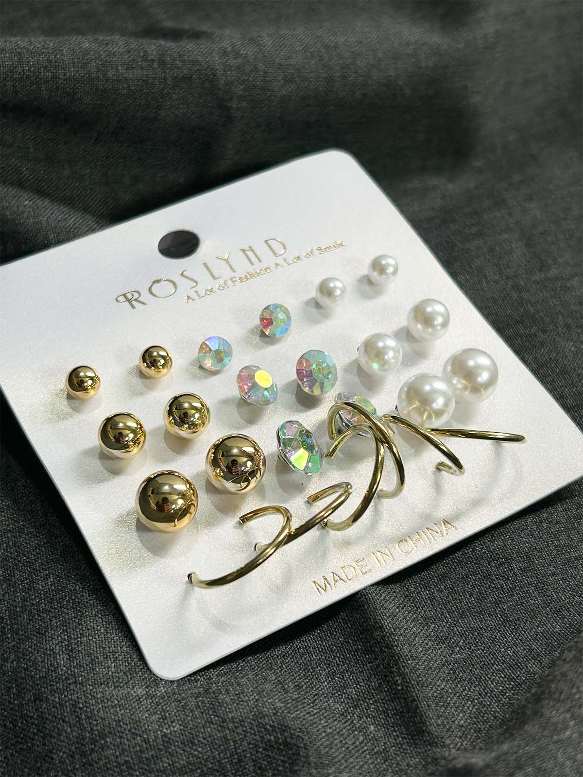 Pack Of 12 Multi Stud Earrings Set WGN35