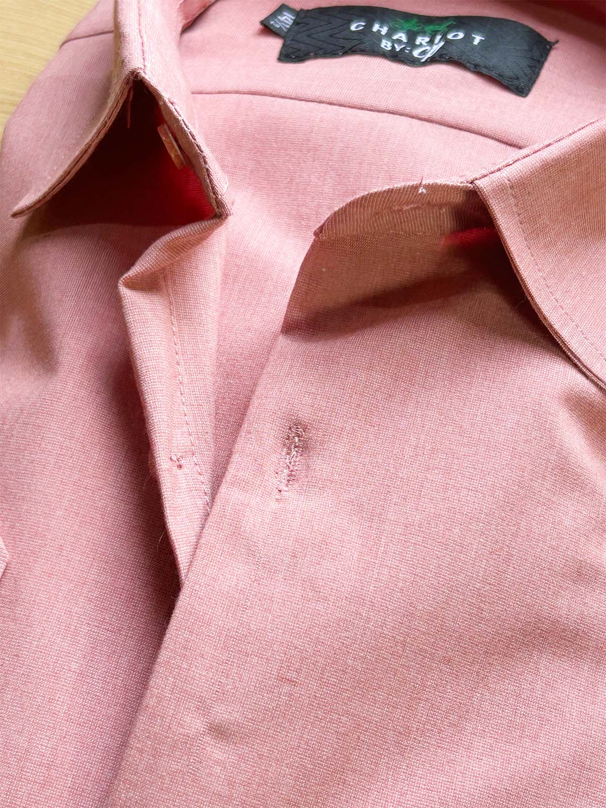 Blush Pink Chambray Formal Dress Shirt For Men MFS426