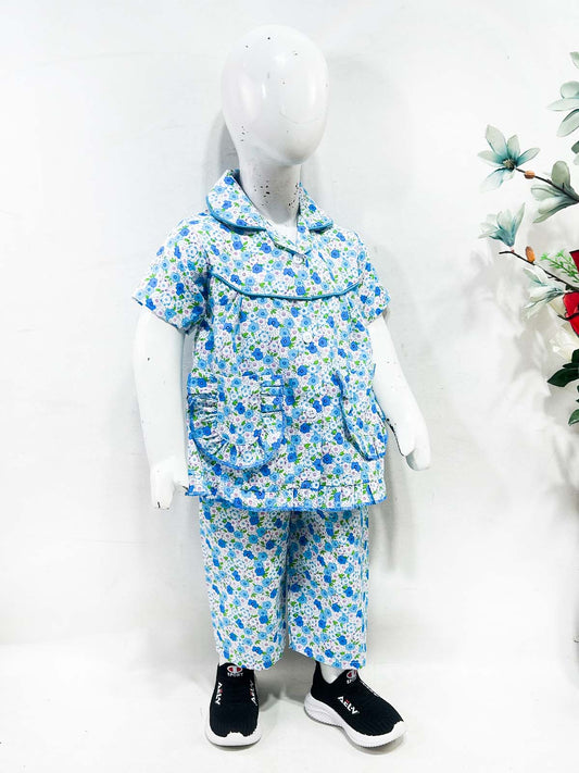 1Yrs - 5Yrs Blue Cotton Night Suit For Girls NG GNS29
